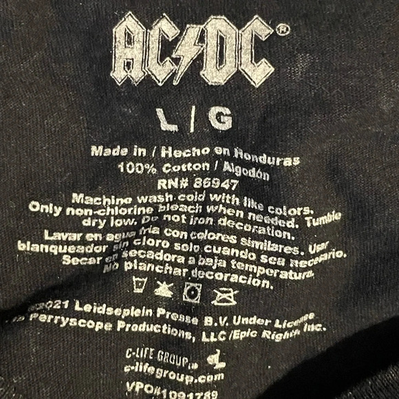 AC/DC High Voltage Black Cropped Short Sleeve T Shirt 100% Cotton Size Large - Picture 6 of 6